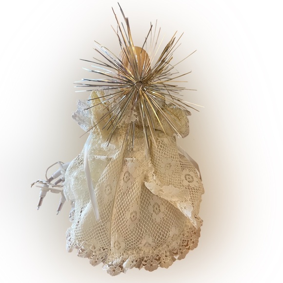 Vtg Lace Angel Tree Topper/ Table Christmas Angel Lights Don’t Work Up 12” XMAS - Picture 3 of 5